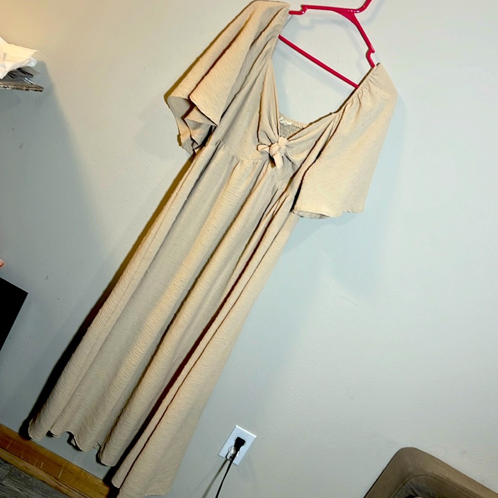Polka Dot Embroidered Dot Dress by Lime N Chili Cream Nude XL